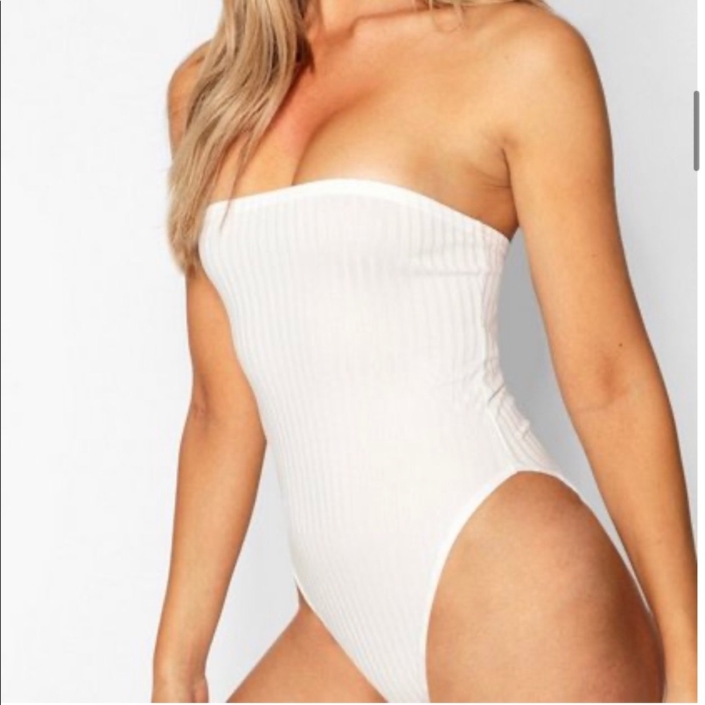 Rib knit bandeau bodysuit